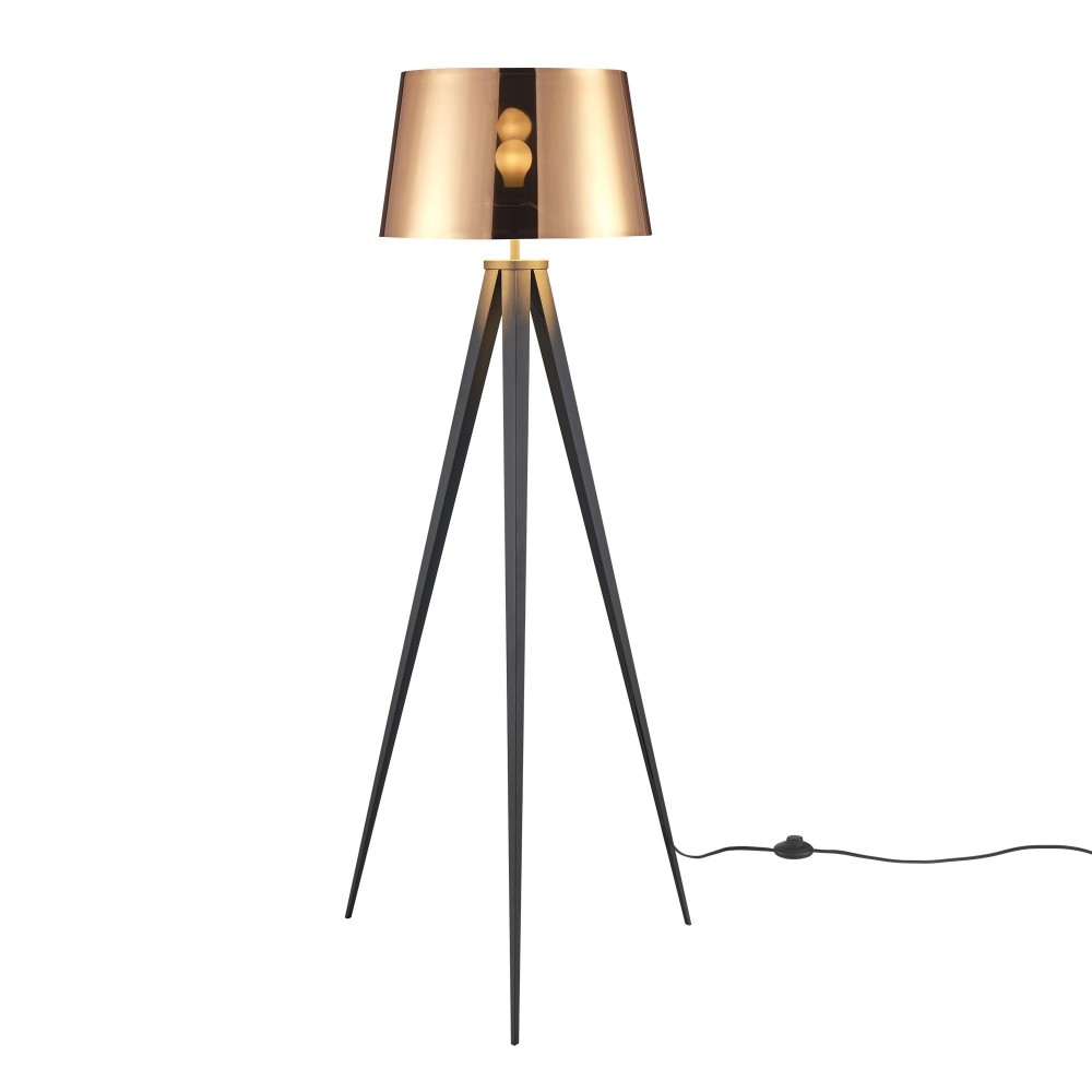 Amlight 61 inch Berlin Tripod Floor Lamp with Metal Black Tripod and COPPER Acrylic Film KD Shade