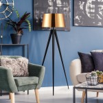 Amlight 61 inch Berlin Tripod Floor Lamp with Metal Black Tripod and COPPER Acrylic Film KD Shade