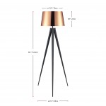 Amlight 61 inch Berlin Tripod Floor Lamp with Metal Black Tripod and COPPER Acrylic Film KD Shade