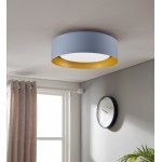 Lynch 15.75 in. 3-Light Gray and Gold Flush Mount Ceiling Fixture