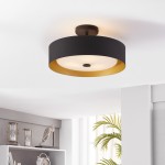 Lynch Semi Flush mount Mount, Black-Gold