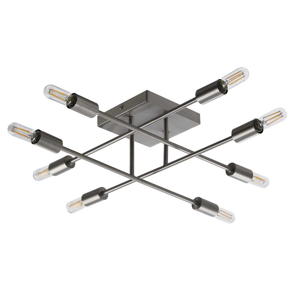 Halton 8 Light Stainless Steel Flushmount Ceiling Fixture