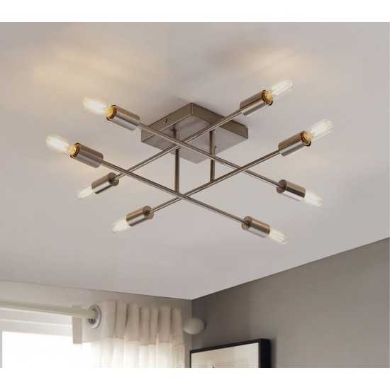 Halton 8 Light Stainless Steel Flushmount Ceiling Fixture