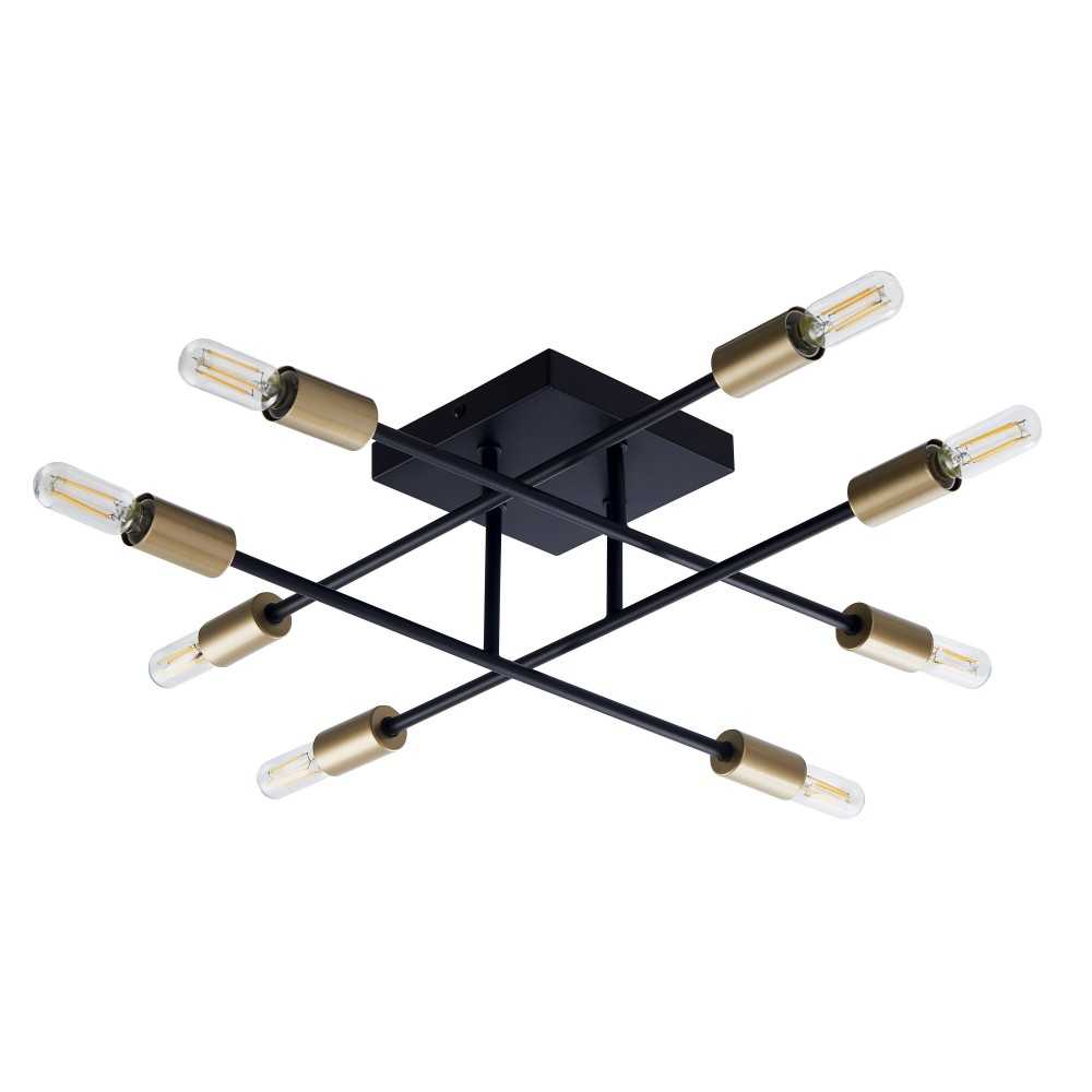 Halton 8 Light Black and Gold Flushmount Ceiling Fixture