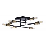 Halton 8 Light Black and Gold Flushmount Ceiling Fixture