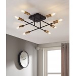 Halton 8 Light Black and Gold Flushmount Ceiling Fixture