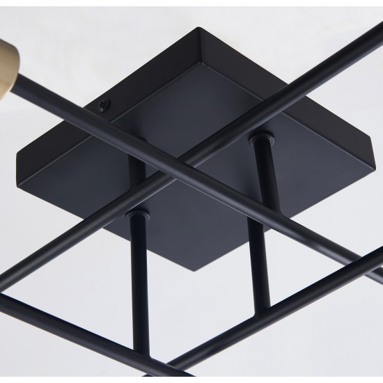 Halton 8 Light Black and Gold Flushmount Ceiling Fixture