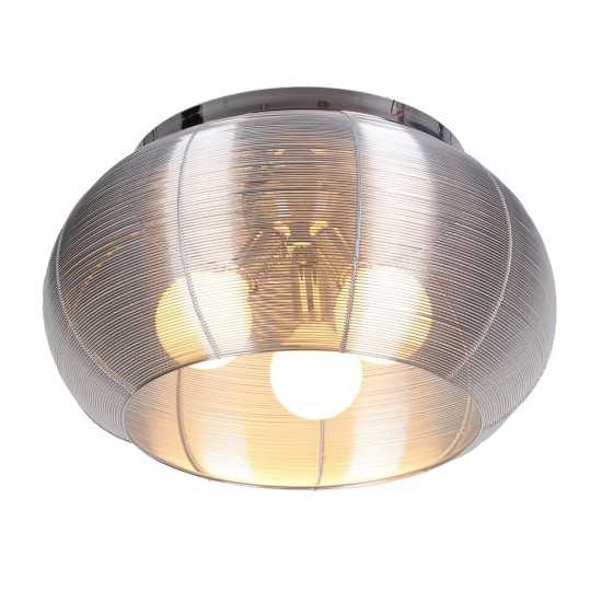 Lenox 3 Light Round Silver Flush Mount