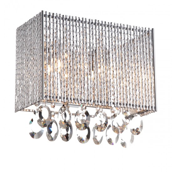 Crystalline Rectangular 2 Light Crystals Wall Sconce