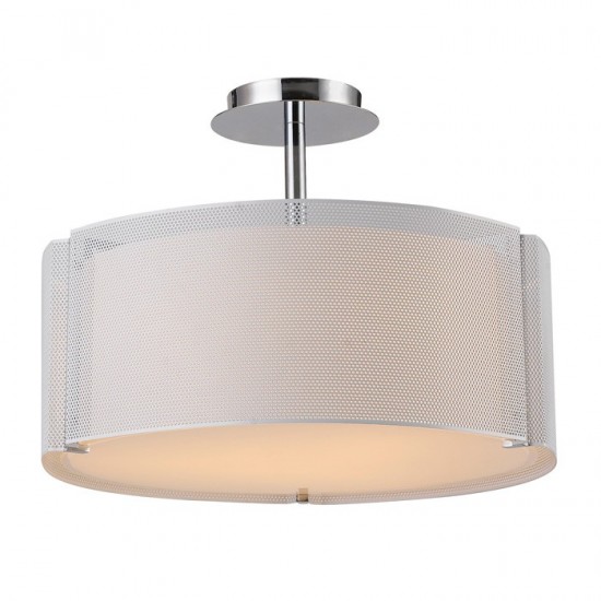 Lynch Iron Mesh White Drum Pendant