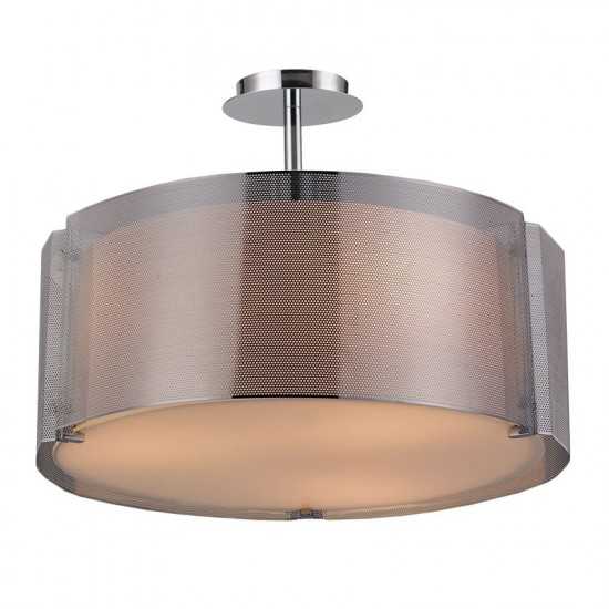 Lynch Iron Mesh Chrome Drum Pendant