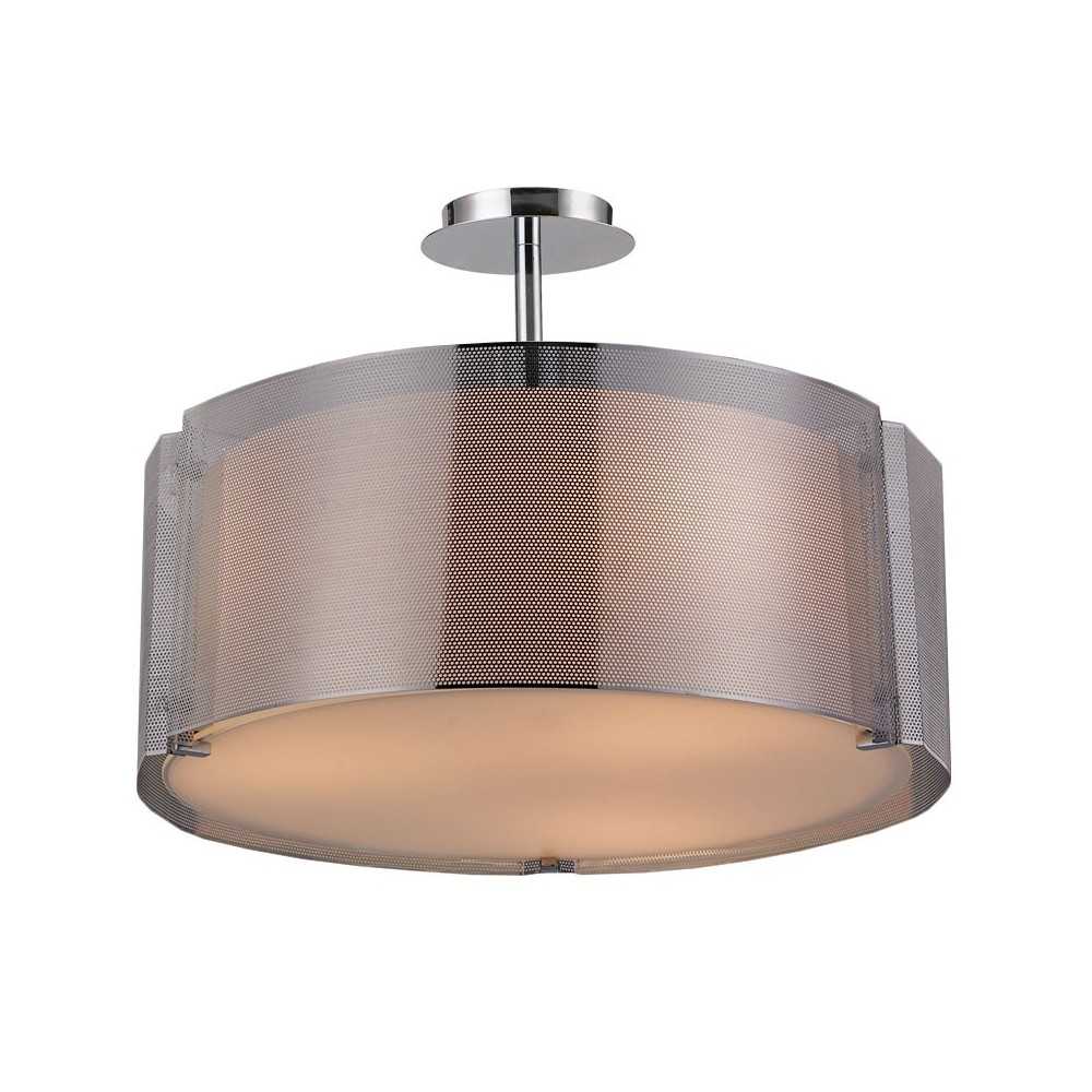 Lynch Iron Mesh Chrome Drum Pendant