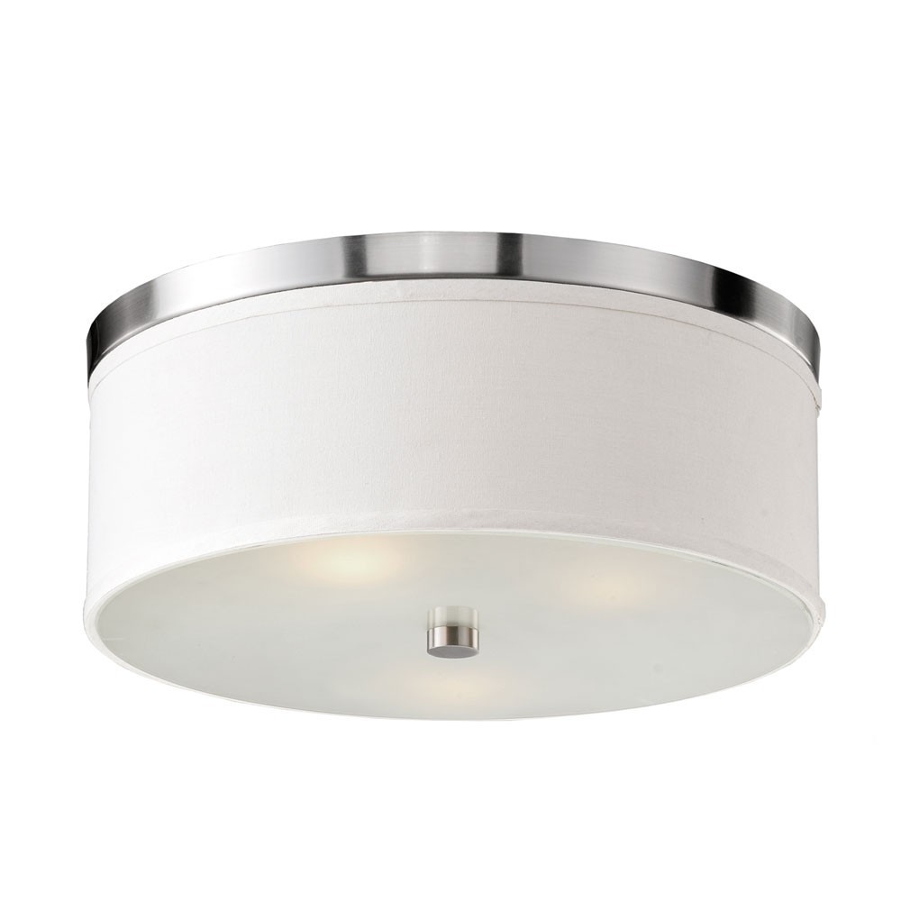 Braxton 20 Inch Round White and Nickel Flush Mount