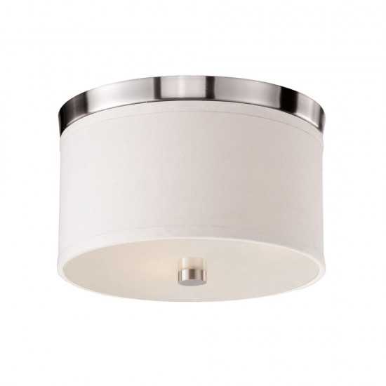 Braxton 10 Inch Round White and Nickel Flush Mount