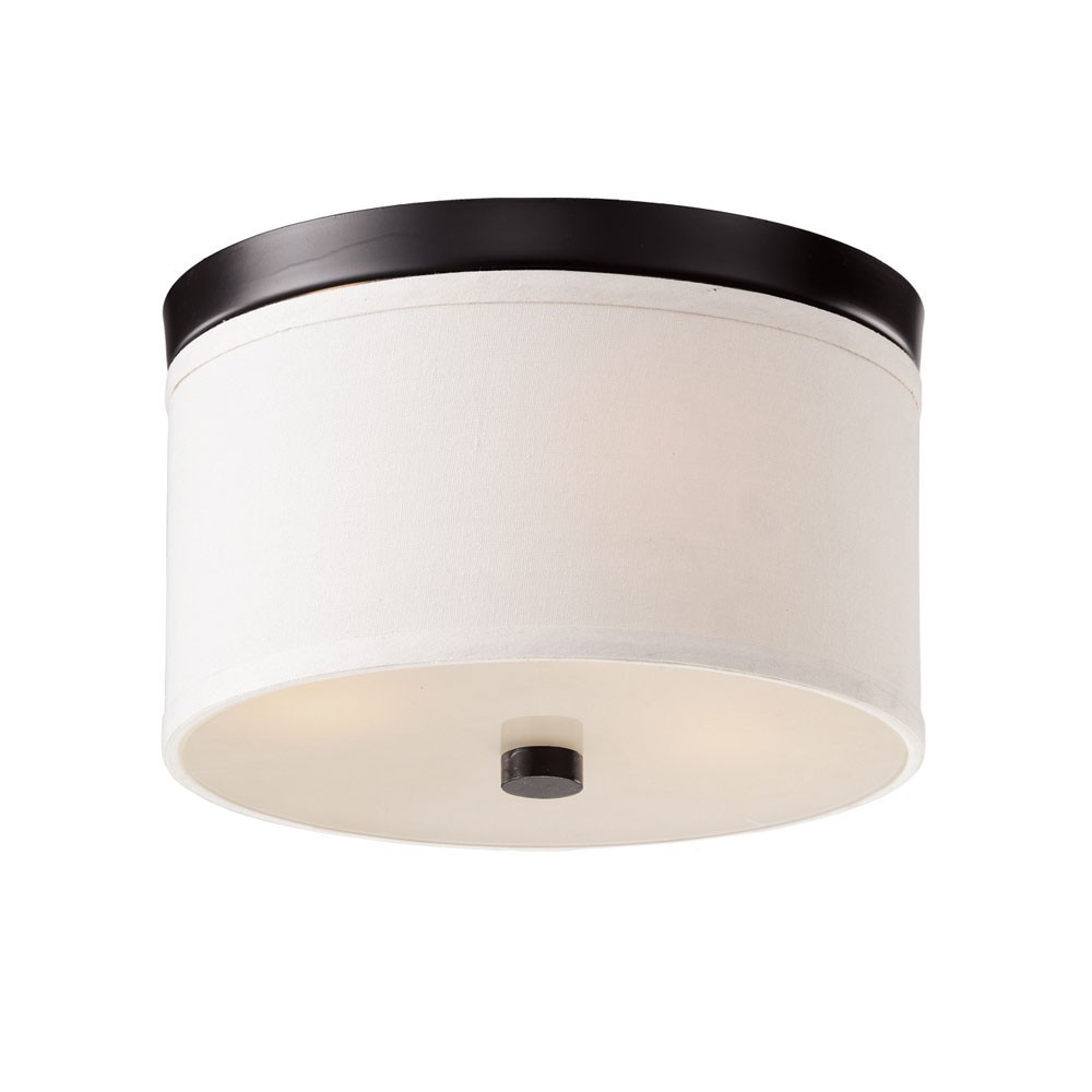 Braxton 10 Inch Round White and Black Flush Mount