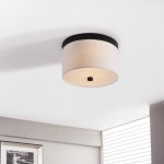 Braxton 10 Inch Round White and Black Flush Mount