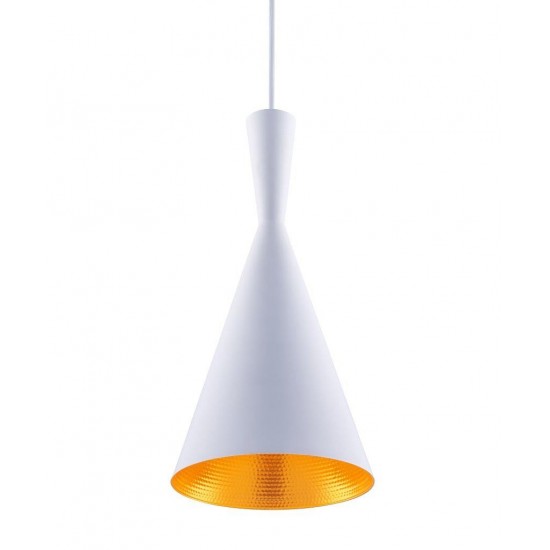 Berkley White and Gold Single Light Pendant B6003WG