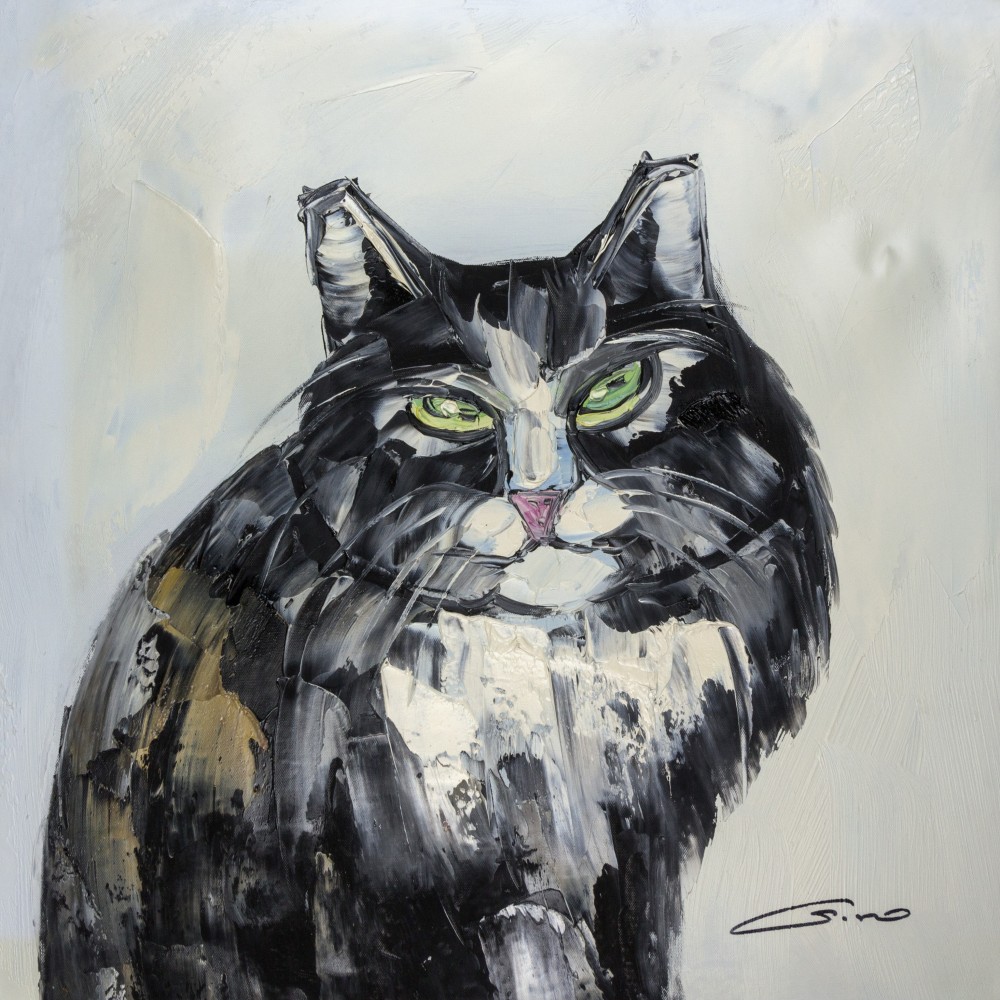 Black Cat Hand Painted on Canvas Black Cat Hand Painted on Canvas