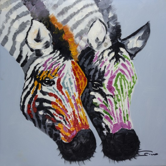 2 Zebras Hand Painted on Canvas