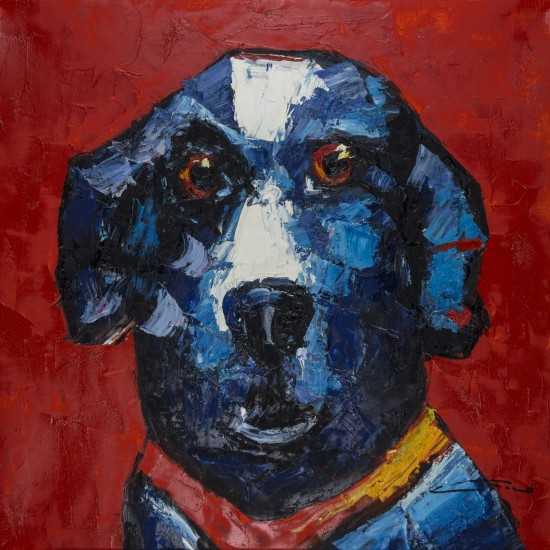 Dog -Red Back Hand Painted on Canvas