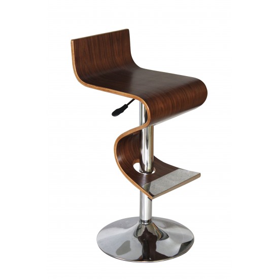 King Walnut Adjustable Height Bar Stool