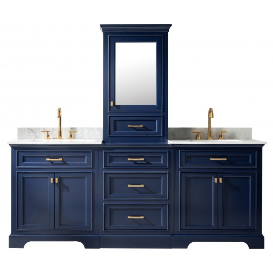 Milano 84" Double Sink Bathroom Vanity Modular Set in Blue