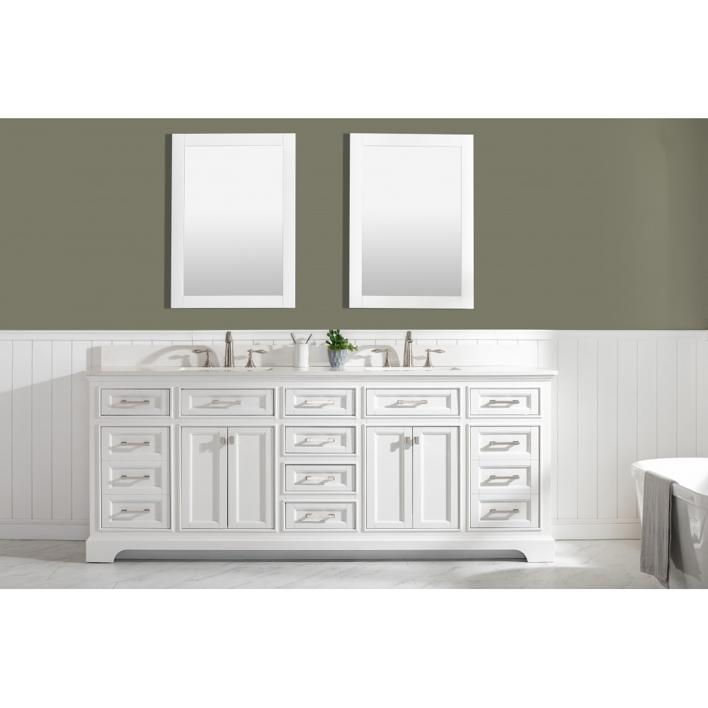 Milano 84" Double Sink Vanity in White