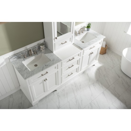 Milano 96" Double Sink Bathroom Vanity Modular Set in White