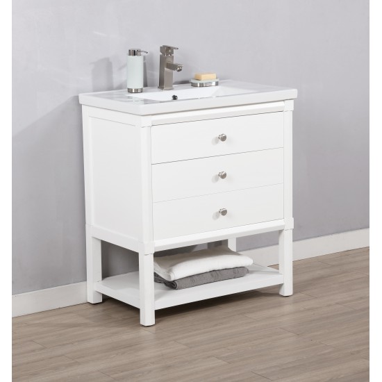 Logan 30" Single Sink Vanity In White