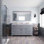 Caroline 60" Single Bath Vanity in Gray with White Quartz Top and Square Sink with Brushed Nickel Faucet and Matching Mirror