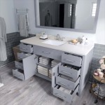 Caroline 60" Single Bath Vanity in Gray with White Quartz Top and Square Sink