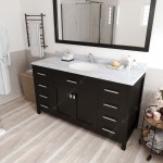 Caroline 60" Single Bath Vanity in Espresso with White Marble Top and Round Sink with Brushed Nickel Faucet