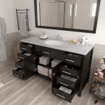 Caroline 60" Single Bath Vanity in Espresso with White Marble Top and Round Sink with Brushed Nickel Faucet