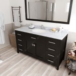 Caroline 60" Single Bath Vanity in Espresso with White Marble Top and Round Sink with Polished Chrome Faucet and Matching Mir