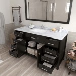 Caroline 60" Single Bath Vanity in Espresso with White Marble Top and Square Sink with Polished Chrome Faucet and Mirror