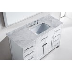 Caroline 60" Single Bath Vanity in White with White Marble Top and Square Sink and Matching Mirror