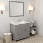 Caroline Parkway 36" Single Bath Vanity in Cashmere Gray with White Quartz Top and Round Sink and Matching Mirror