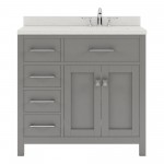 Caroline Parkway 36" Single Bath Vanity in Cashmere Gray with White Quartz Top and Round Sink