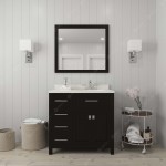 Caroline Parkway 36" Single Bath Vanity in Espresso with White Quartz Top and Round Sink with Brushed Nickel Faucet and Mirro