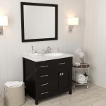 Caroline Parkway 36" Single Bath Vanity in Espresso with White Quartz Top and Round Sink with Brushed Nickel Faucet and Mirro