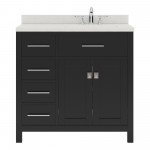 Caroline Parkway 36" Single Bath Vanity in Espresso with White Quartz Top and Round Sink