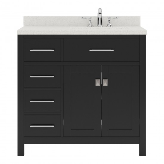 Caroline Parkway 36" Single Bath Vanity in Espresso with White Quartz Top and Round Sink