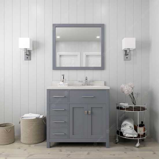 Caroline Parkway 36" Single Bath Vanity in Gray with White Quartz Top and Round Sink