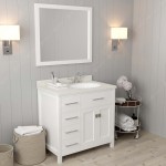 Caroline Parkway 36" Single Bath Vanity in White with White Quartz Top and Round Sink