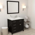 Caroline Parkway 36" Single Bath Vanity in Espresso with White Quartz Top and Square Sink and Matching Mirror