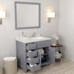 Caroline Parkway 36" Single Bath Vanity in Gray with White Quartz Top and Square Sink and Matching Mirror