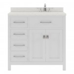 Caroline Parkway 36" Single Bath Vanity in White with White Quartz Top and Square Sink