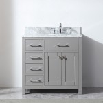 Caroline Parkway 36" Single Bath Vanity in Cashmere Gray with White Marble Top and Round Sink