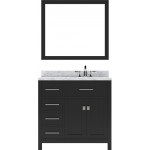 Caroline Parkway 36" Single Bath Vanity in Espresso with White Marble Top and Round Sink and Matching Mirror