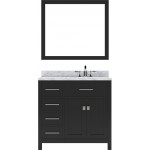 Caroline Parkway 36" Single Bath Vanity in Espresso with White Marble Top and Round Sink with Brushed Nickel Faucet and Mirro